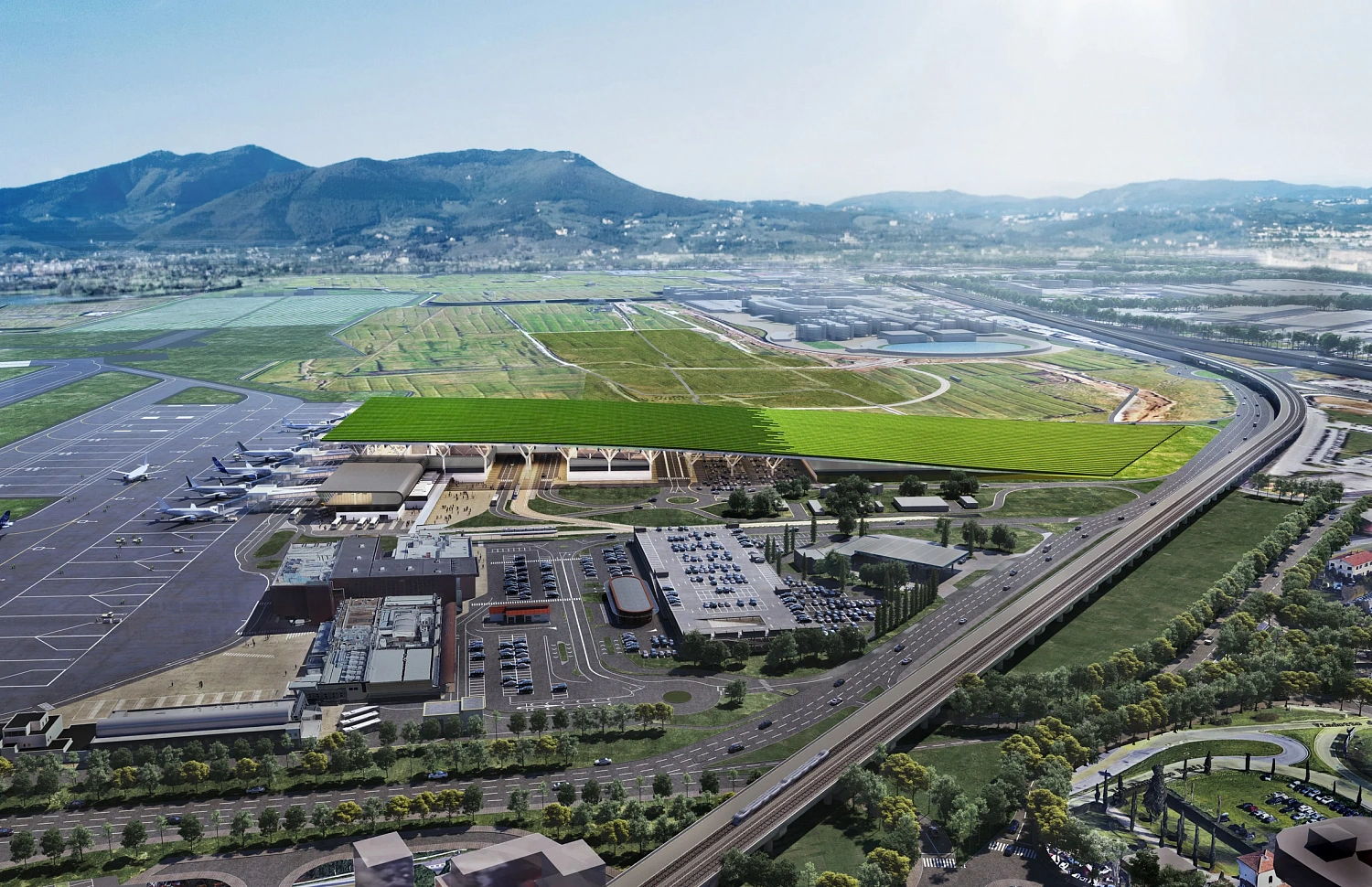 Rafael Viñoly Architects представляет планы постройки терминала аэропорта, покрытого виноградниками
